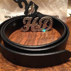 Harley Davidson Black Leather Women Belt with Bling, nwt.